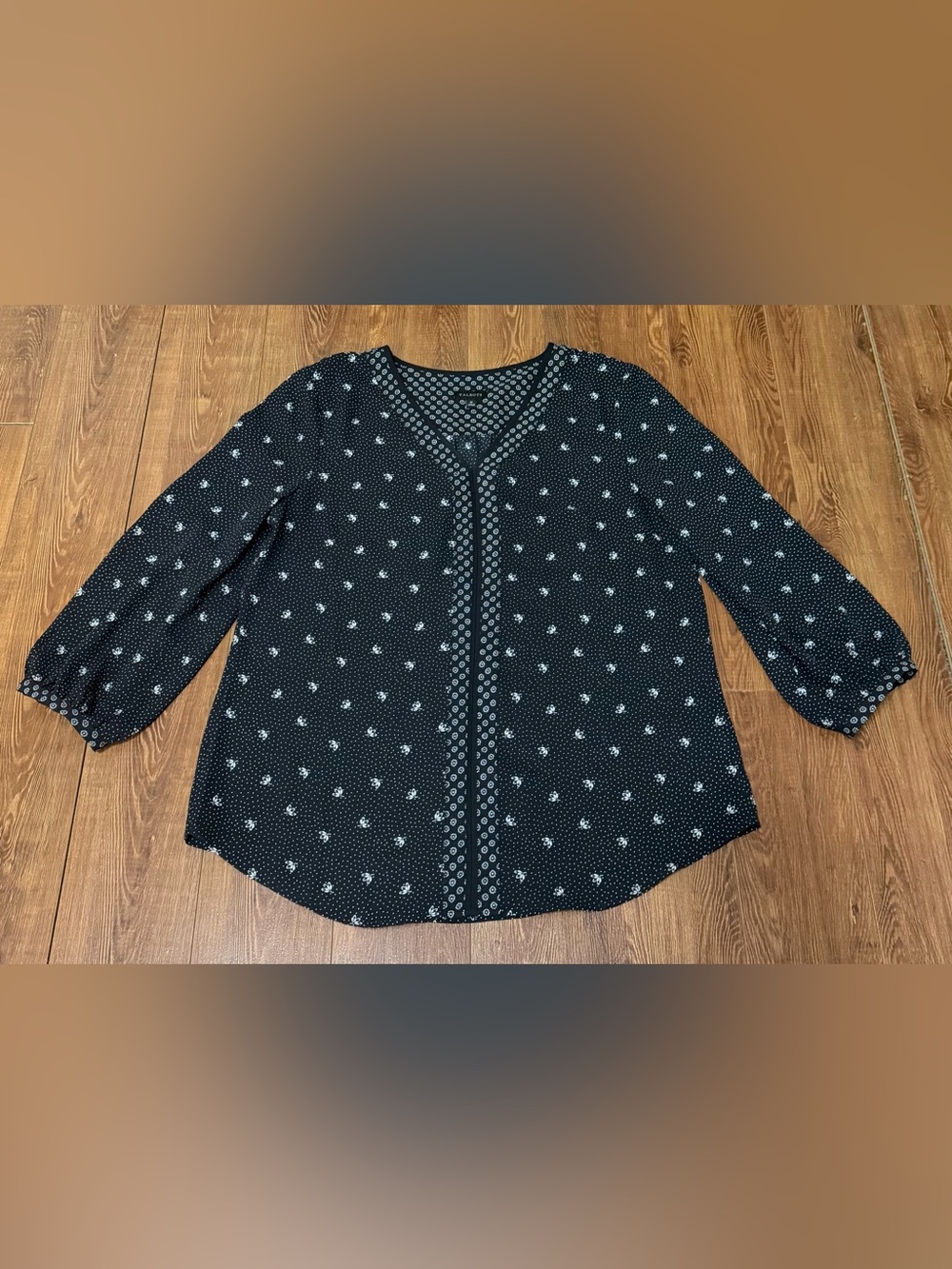 Women’s Talbots Split - Neck Blouse - Mixed Print - Size Medium